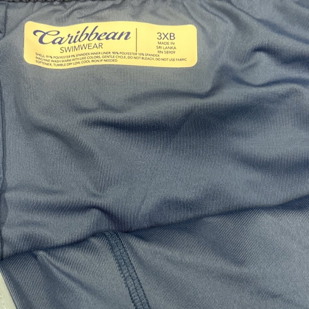 Caribbean Big & Tall 3XB Cargo Swim Trunks Mens Lined Indigo Blue Shorts 9" - Picture 6 of 7